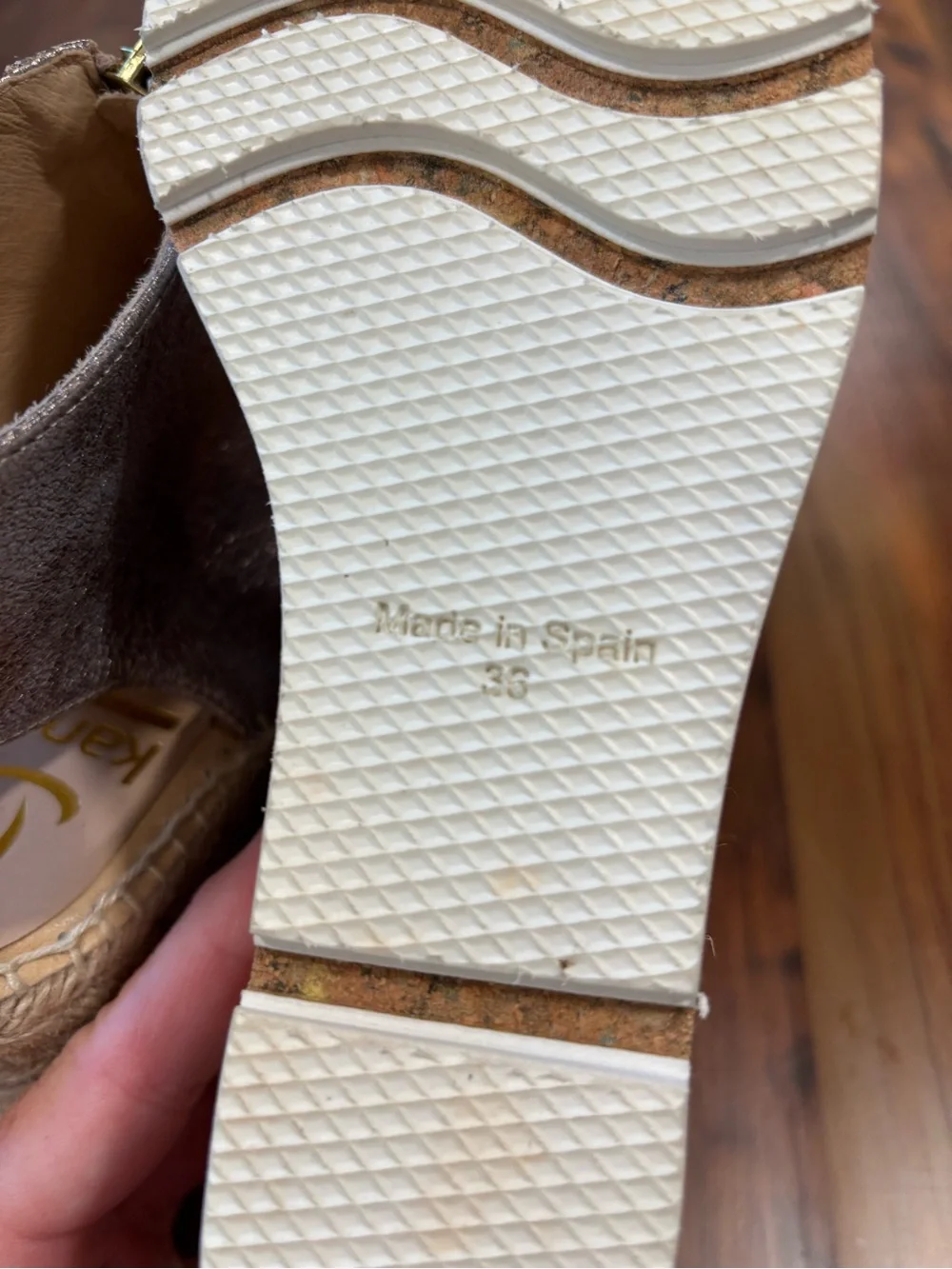 Kanna Emily Metallic Leather Wedge Espadrille Jute Sandal EU 36 US 6